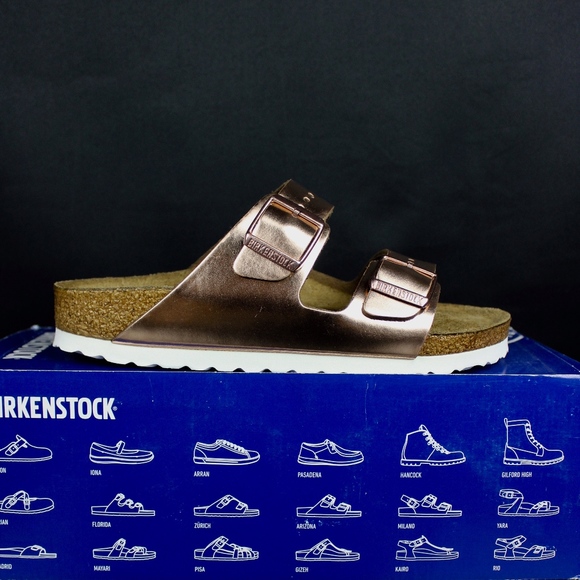 Birkenstock Shoes - BIRKENSTOCK Copper Leather Arizona Soft Sole